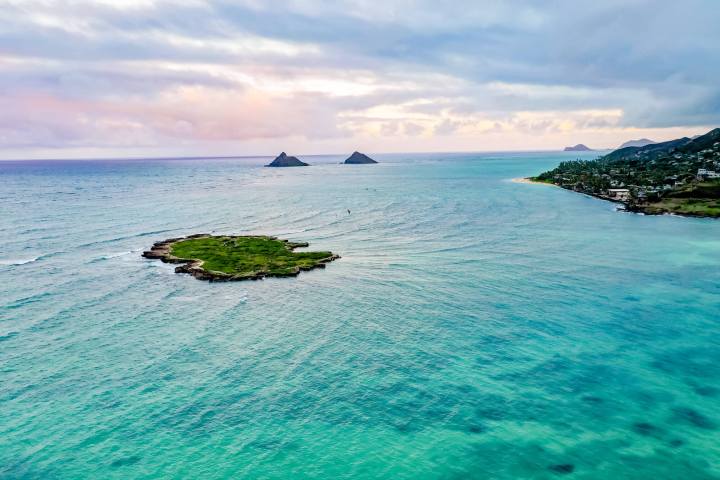 an island in the middle of a body of water